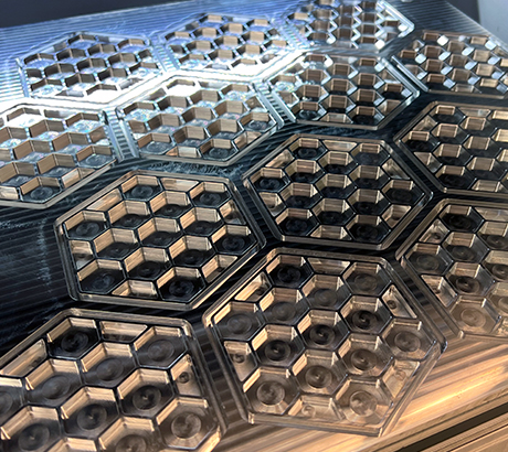 Hexa Honeycomb Coaster in machined state